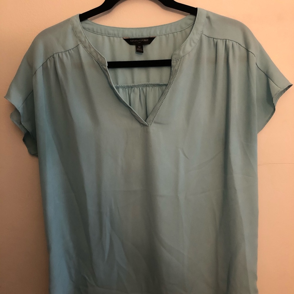 Light Blue/Turquoise Banana Republic Short Sleeve Blouse - Size M